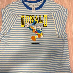 Donald Duck Striped Tee Shirt - Blue and White